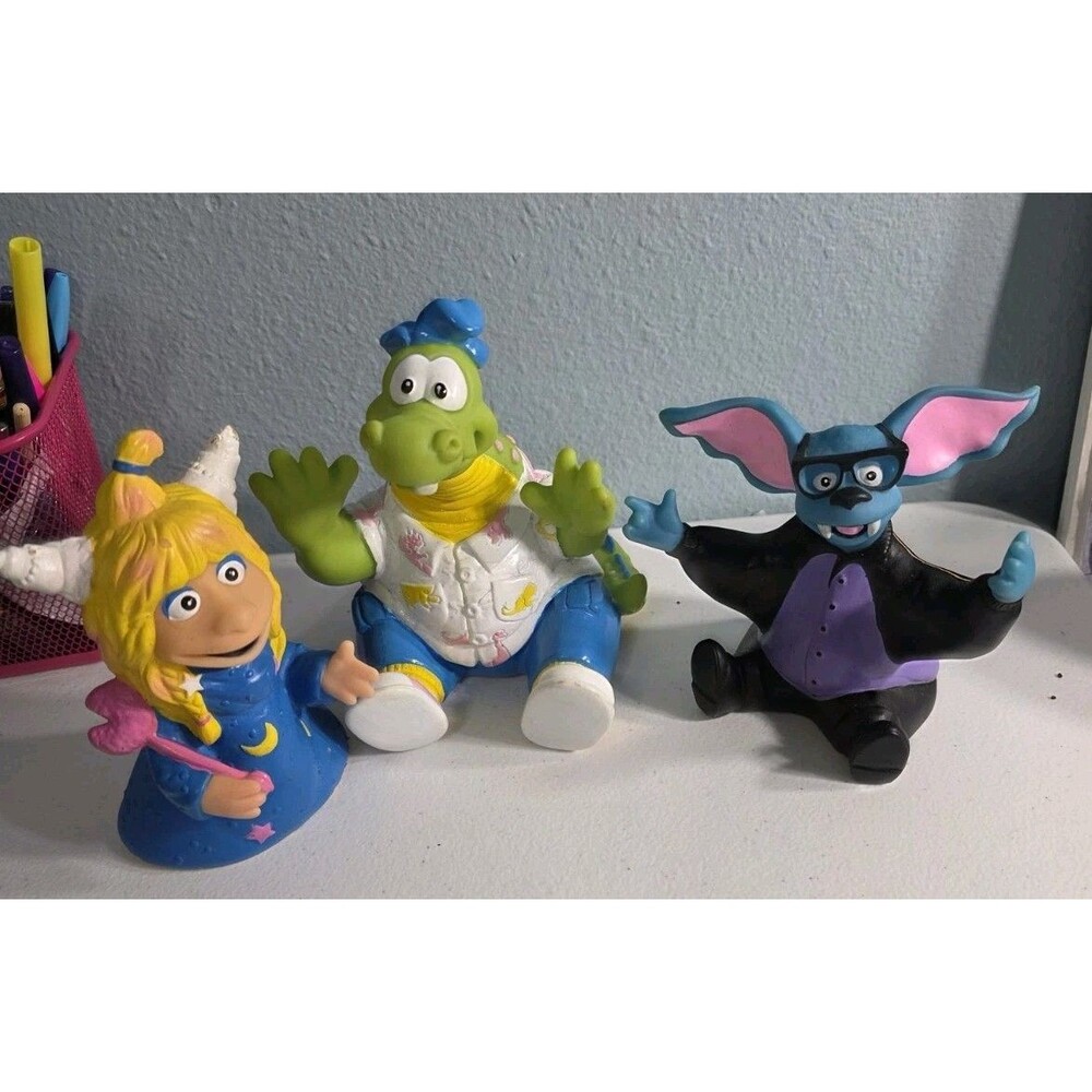 3 Pizza Hut 1990 Eureekas Castle Set Magellan Batly Vinyl 6" Figure Hand Puppet